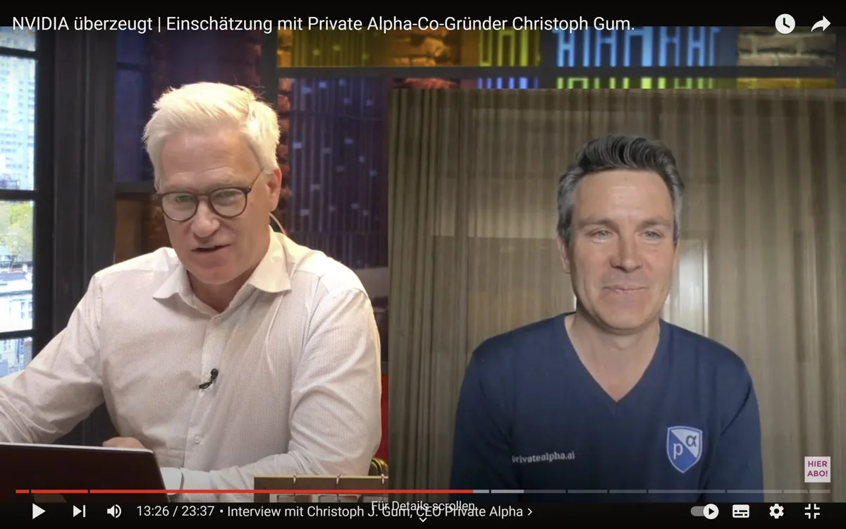 Christoph Gum being interviewed by Markus Koch on Wall Street